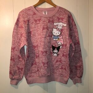 Sanrio Pink Crew Neck Sweater with Hello Kitty Design